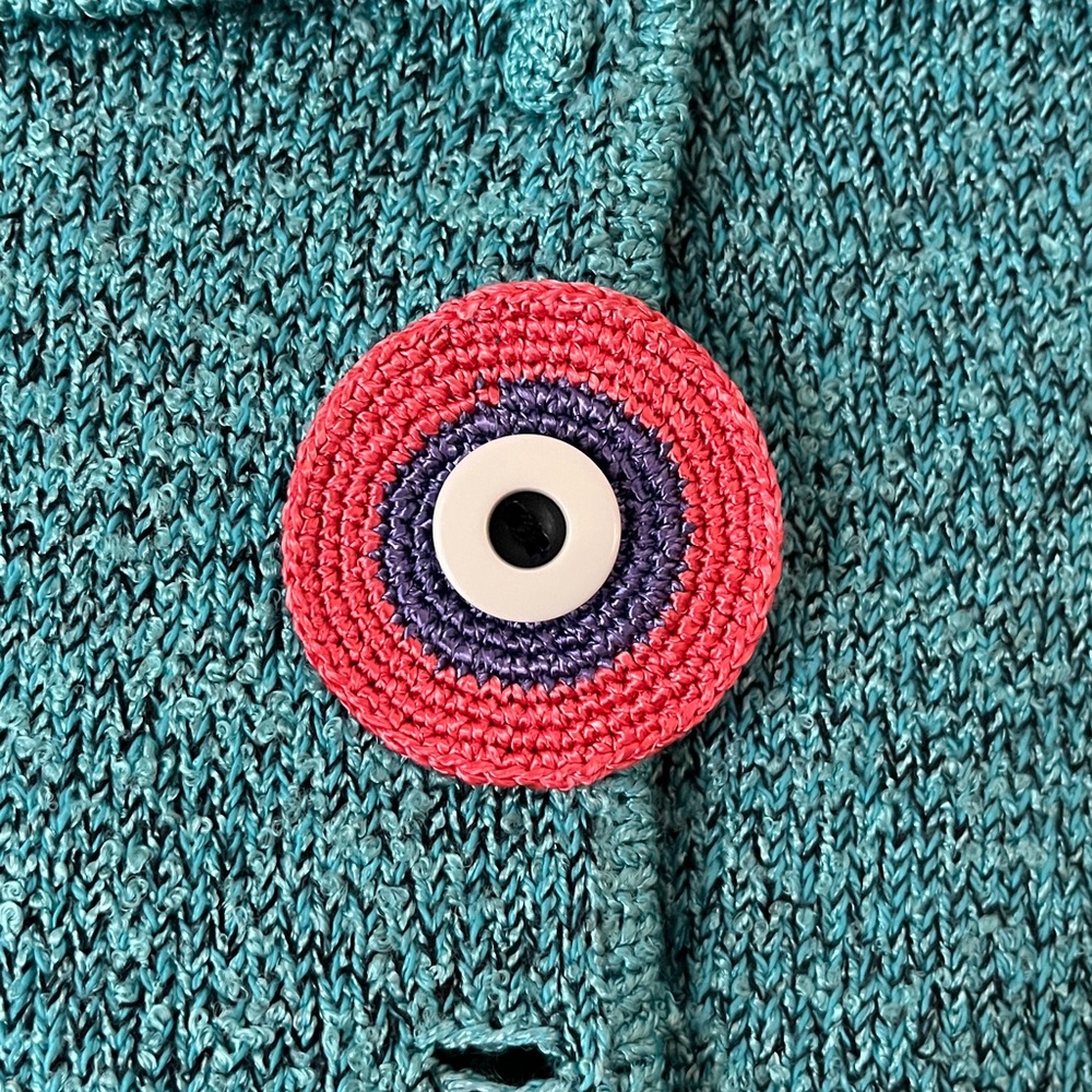 Unique Turquoise Button-Up Sweater - image 7